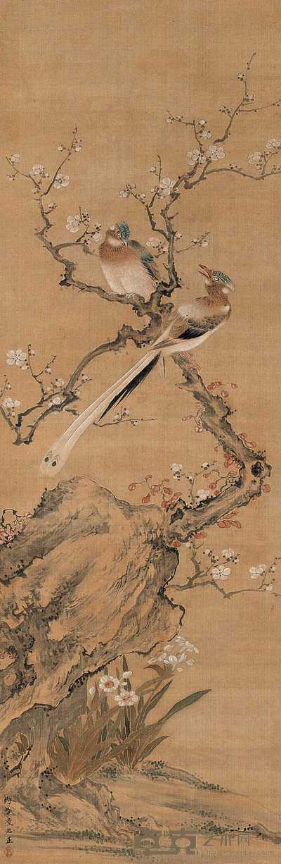 凌必正 绶带图 立轴 91×30cm